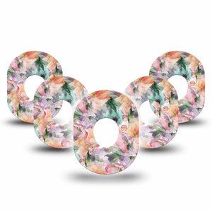 ExpressionMed Flower Clouds Dexcom G7 Tape, Dexcom Stelo Glucose Biosensor System, 5-Pack Tape Sheer-Looking Textured Blooming Florals Overlay Tape Continuous Glucose Monitor Design