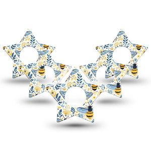 ExpressionMed Busy Bees Infusion Star, 10-Pack Blue and gold Waterproof Sensor Cover For Pump