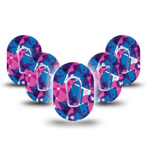 ExpressionMed Violet Vortex Dexcom G6 Mini Tape 5-Pack Tape and 5-Pack Sticker Fun Geometric Shapes, Adhesive Tape CGM Design