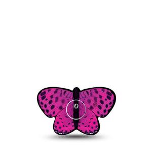 ExpressionMed Spotted Pink Butterfly Freestyle Libre 3 Butterfly Shape Tape Single Tape and Single Sticker Spotted Pink Butterfly Bug Overlay Patch CGM Design