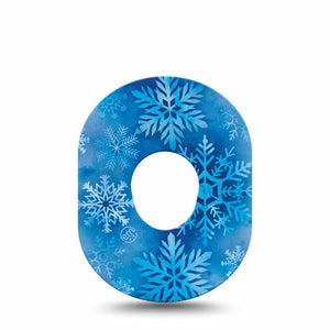 ExpressionMed Falling Snow Dexcom G7 Tape, Dexcom Stelo Glucose Biosensor System, Single Tape Winter Snowflakes, Overlay Tape CGM Design