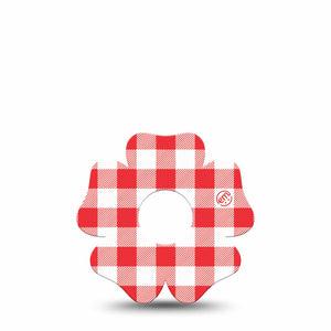 ExpressionMed Red Gingham Freestyle Libre 3 and Libre 3 Plus Flower, Single Tape Classic red gingham Decorative Adhesive Tape for CGM