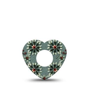 ExpressionMed Green Embroidery Infusion Set Heart Shape Tape, 5-Pack Tape Green Tone Florals, Adhesive Tape Continuous Glucose Monitor Design