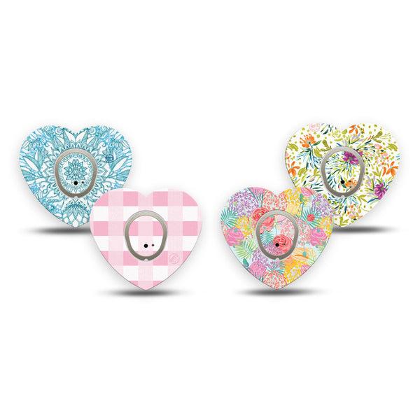 ExpressionMed Fresh Greenery Dexcom G7 and Dexcom Stelo Glucose Biosensor System Heart, tape and sticker  Florals and gingham Vinyl Decoration for CGM