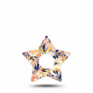 ExpressionMed Tinted Blooms Freestyle Libre 3 Star Shape Tape Single Artwork Peach Blue Garden Patch CGM Design