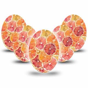 ExpressionMed Oranges Medtronic Guardian Enlite Universal Oval, 5-Pack Summer citrus slices Fixing Ring Tape for Continuous Glucose Monitor