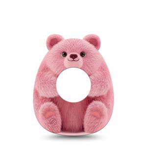 ExpressionMed Bear-y Lovable Freestyle Libre 2 and Libre 2 Plus Gumdrop Shape Tape, Abbott Lingo, Single Tape Pink bear with heart Patch CGM Design