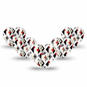 ExpressionMed Playing Cards Freestyle Libre 3 and Libre 3 Plus Flower Shape Tape 5-Pack Tape and 5-Pack Sticker Classic French Playing Cards, Overlay Tape CGM Design