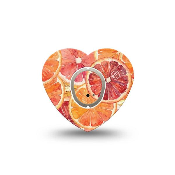 ExpressionMed Oranges Dexcom G7 and Dexcom Stelo Glucose Biosensor System Heart, Single Tape and Single Sticker Hand-painted orange slices Best Covers for CGM