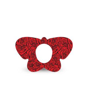 ExpressionMed Roses Dexcom G7 and Dexcom Stelo Glucose Biosensor System Butterfly, Single Tape Red roses Overlay Tape for CGM