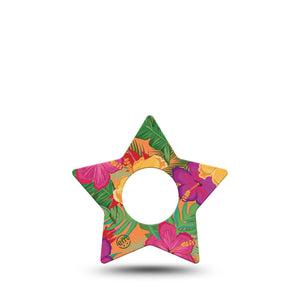 ExpressionMed Bright Hibiscus Infusion Set Star Shape Tape 5-Pack Tape Lush Flower Plaster Continuous Glucose Monitor Design