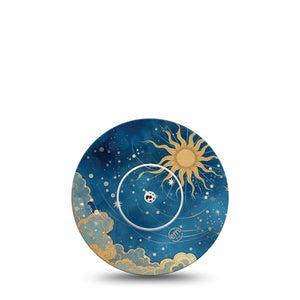ExpressionMed Mystic Skies Freestyle Libre, Libre 2 Plus, and Abbott Lingo, Single Tape and Single Sticker Whimsical sun and stars Overlay Patch for CGM