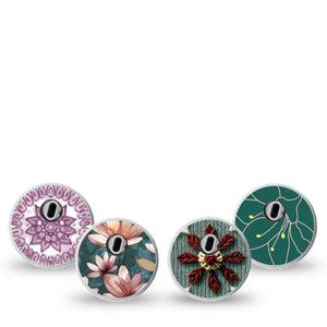 ExpressionMed Sage Petals Variety Pack Freestyle Libre 3 and Libre 3 Plus Sticker, 4-pack Sticker Variety, Sage and Lavender Inspired, Decorative Decal CGM Design