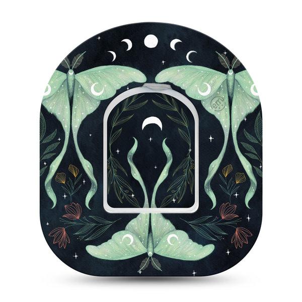 ExpressionMed Luna Moth Omnipod Tape Single Tape and Single Sticker Luna Cosmic Moth, Adhesive Patch Pump Design
