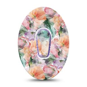 ExpressionMed Flower Clouds Dexcom G6 Tape Single Tape and Single Sticker Soft-Colored Textured Florals, Plaster CGM Design