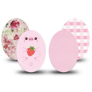 ExpressionMed Powder Pink Variety Pack Medtronic Guardian Enlite Universal Oval, 4-Pack Tape Variety, Pale Pink Summer Colors, Plaster CGM Design