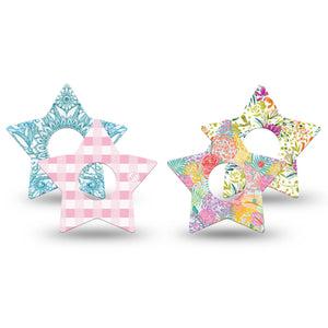 ExpressionMed Fresh Greenery Freestyle Libre 3 and Libre 3 Plus Star, 4-Pack Tape Light bright petals Decorative Adhesive Tape for Continuous Glucose Monitor