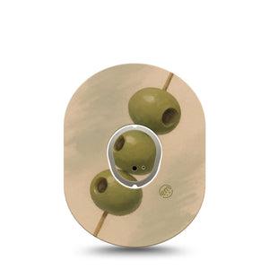 ExpressionMed Olives Dexcom G7 and Dexcom Stelo Glucose Biosensor System, Single Tape and Single Sticker Three green olives Overlay Patch for CGM