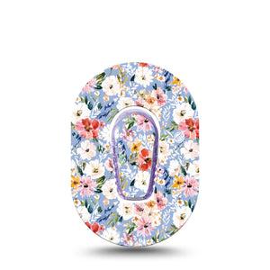 ExpressionMed Petal Breeze Dexcom G6 Mini, Single Tape and Single Sticker Springy floral arrangment Waterproof Adhesive Tape for CGM