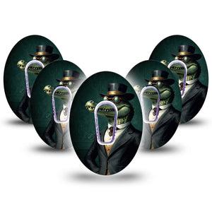 ExpressionMed Dapper Alligator Dexcom G6 Tape, 5-Pack Tape and 5-Pack Sticker Alligator Character, Plaster Continuous Glucose Monitor Design