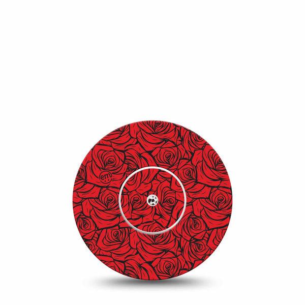ExpressionMed Roses Freestyle Libre, Libre 2 Plus, and Abbott Lingo, Single Tape and Single Sticker Bold red roses Overlay Patch for CGM