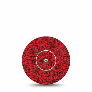 ExpressionMed Roses Freestyle Libre, Libre 2 Plus, and Abbott Lingo, Single Tape and Single Sticker Bold red roses Overlay Patch for CGM