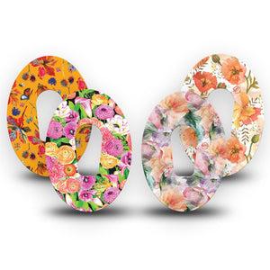 ExpressionMed Sunset Petals Variety Pack Dexcom G6 Tape, 4-Pack Tape Variety Orange Pink Flowers, Plaster Continuous Glucose Monitor Design