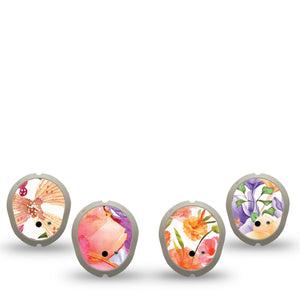 ExpressionMed Blooming Radiance Variety Pack Dexcom G7 Sticker, Dexcom Stelo Glucose Biosensor System, 4-Pack Sticker Variety Sheer Inspired Petals, Vinyl Decoration Continuous Glucose Monitor Design