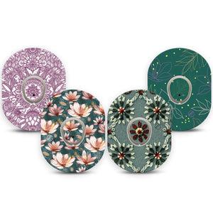 ExpressionMed Sage Petals Variety Pack Dexcom G7 Sticker and Tape, Dexcom Stelo Glucose Biosensor System,   Floral Outlines, Vinyl Sticker and Tape Pairing Continuous Glucose Monitor Design