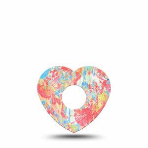 ExpressionMed Faded Summer Freestyle Libre 3 and Libre 3 Plus Heart Shape Tape Single Tape Pale Coral Graphic Print, Patch CGM Design
