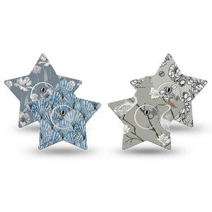 ExpressionMed Graceful Shores Freestyle Libre 3 and Libre 3 Plus Star, 4-Pack Tape and 4-Pack Sticker, Floral vines cranes Overlay Tape for CGM