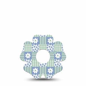 ExpressionMed Patchwork Flowers Freestyle Libre 3 and Libre 3 Plus Flower, Single Tape Green blue patchwork Decorative Adhesive Tape for CGM