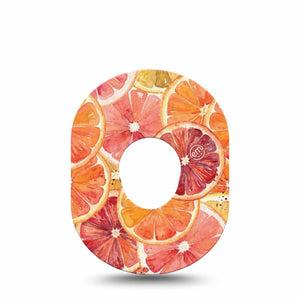 ExpressionMed Oranges Dexcom G7 and Dexcom Stelo Glucose Biosensor System, Single Tape Hand-painted orange slices Fixing Ring Patch for CGM