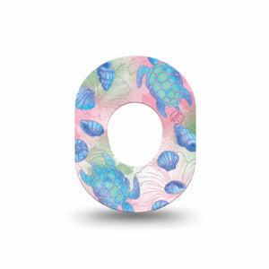 ExpressionMed Turtley One-derful Dexcom G7 and Dexcom Stelo Glucose Biosensor System Mini, Single Tape Seashells hibiscus Waterproof Plaster for CGM