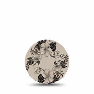 ExpressionMed Low Tide Freestyle Libre 3 and Libre 3 Plus OverPatch, Single Tape Minimal floral illustration Adhesive Tape for CGM