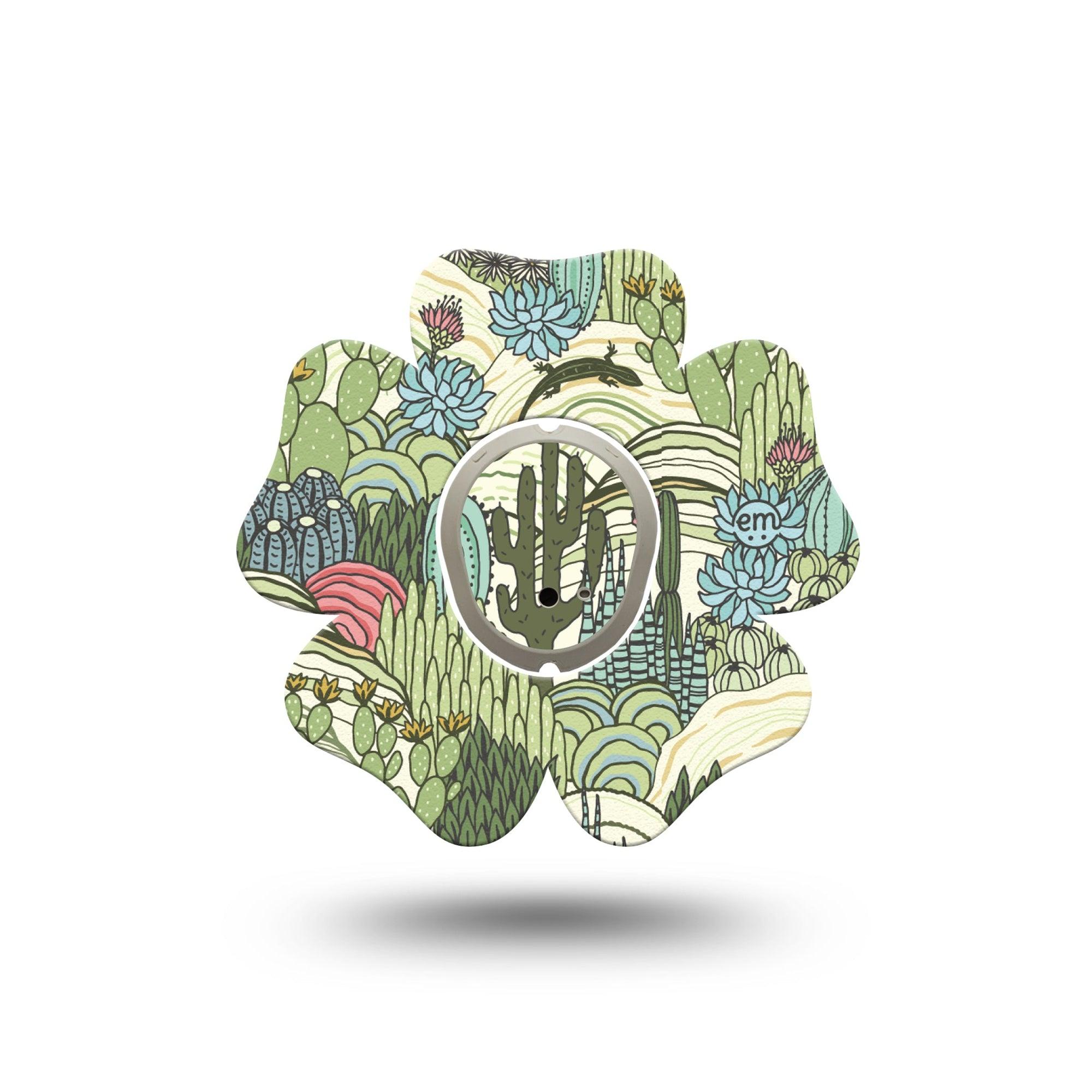 ExpressionMed Cactus Dexcom G7 Flower Shape Tape, Dexcom Stelo Glucose Biosensor System, Single Tape and Single Sticker Desert Canyon Florals, Adhesive Tape CGM Design