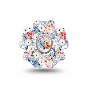 ExpressionMed Petal Breeze Dexcom G7 and Dexcom Stelo Glucose Biosensor System Flower, Single Tape and Single Sticker Fresh florals Patch for CGM