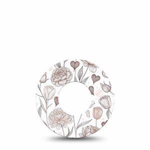 ExpressionMed Minimalist Botanical Freestyle Libre, Libre 2 Plus, and Abbott Lingo, Single Tape Contemporary botanical Fixing Ring Patch for CGM