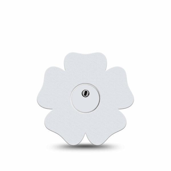 ExpressionMed White Freestyle Libre 3 and Libre 3 Plus Flower Shape Tape Single Tape and Single Sticker Light Background, Overlay Tape CGM Design