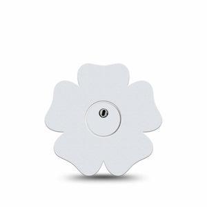 ExpressionMed White Freestyle Libre 3 and Libre 3 Plus Flower Shape Tape Single Tape and Single Sticker Light Background, Overlay Tape CGM Design