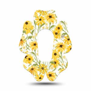 ExpressionMed Yellow Mosaic Floral Dexcom G6 Flower Shape Tape Single Tape Summer-Inspired Flower Field, Adhesive Patch Continuous Glucose Monitor Design