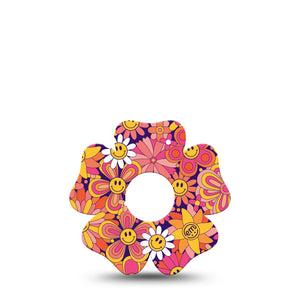 ExpressionMed Groovy Freestyle Libre 3 Flower Shape Tape Single groovy floral theme Adhesive Tape CGM Design