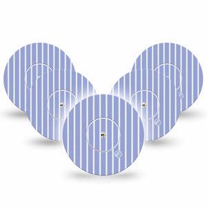 ExpressionMed Blue Stripes Freestyle Libre, Libre 2 Plus, and Abbott Lingo, 5-Pack Tape and 5-Pack Sticker Classic summer stripe pattern Accessories for Continuous Glucose Monitor