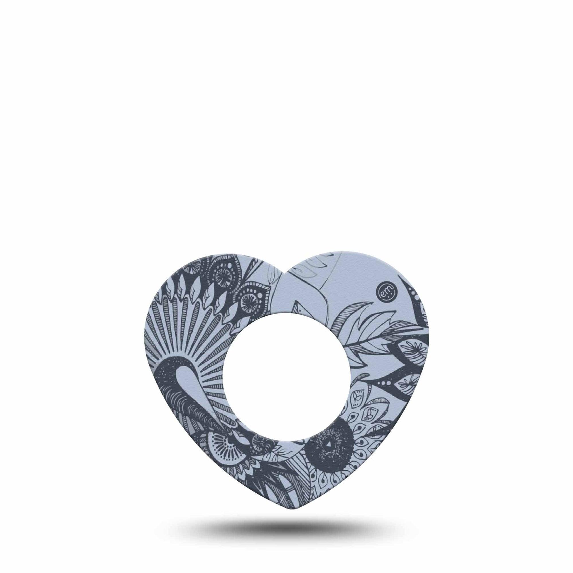 ExpressionMed Dani Freestyle Libre 2 and Libre 2 Plus Heart Shape Tape, Abbott Lingo, Single Tape Floral Drawing Plaster CGM Design