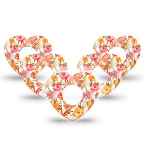 ExpressionMed Peach Dusk Infusion Set Heart Shape Tape, 10-Pack Tape Translucent Summer Petals, Adhesive Tape Continuous Glucose Monitor Design