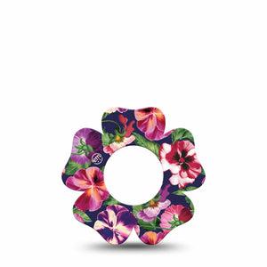 ExpressionMed Flower Girl Pansies Freestyle Libre 2 Flower Shape Tape, Abbott Lingo, Single Tape Large Petal Florals, Overlay Patch CGM Design