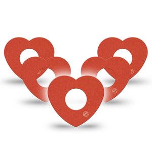 ExpressionMed Cherry Red Infusion Set Heart Shape Tape, 10-Pack Tape Pantone 485U, Adhesive Tape Continuous Glucose Monitor Design