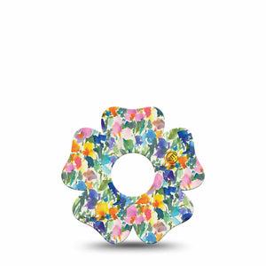 ExpressionMed Summer Fling Freestyle Libre 3 and Libre 3 Plus Flower Shape Tape, Single Tape Brush Stroke Flowers, Overlay Tape CGM Design