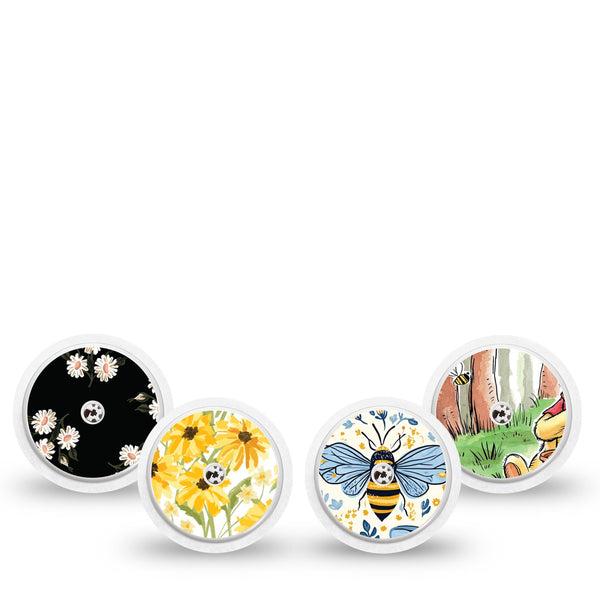 ExpressionMed Sunny Freestyle Libre, Libre 2 Plus, and Abbott Lingo Sticker, 4-Pack Sticker yellow graphic design Overlay Patch for Continuous Glucose Monitor