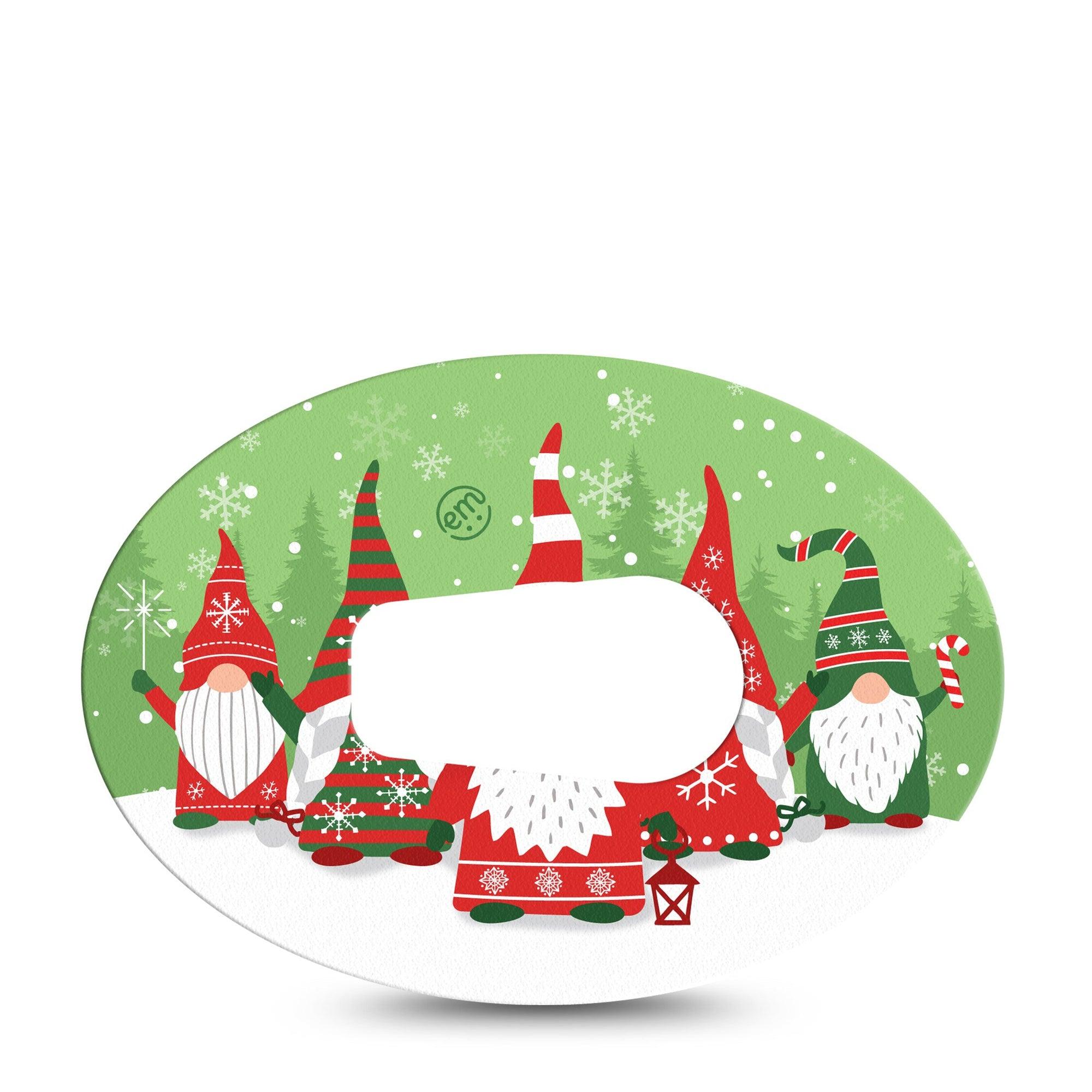 ExpressionMed Holiday Gnomies Dexcom G6 Tape Single Tape Holiday Cheery Gnomes, Plaster CGM Design